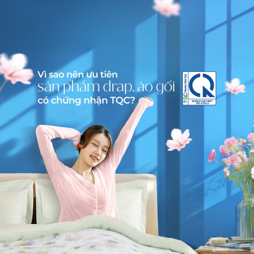 chọn drap áo gối có chứng nhận tqc